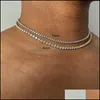 Chokers Necklaces Pendants Jewelry Out Tennis For Women Luxury Cubic Zirconia Gold Color Short Choker Chain Hip Punk Male Necklace9851026
