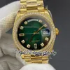 EWF V3 ew128348 ew3255 Automatic Mens Watch 36MM Diamond Bezel Green Diamonds Dial Gold 904L Jubileesteel Bracelet With Same Serial Warranty Card eternity Watches