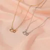 Pendant Necklaces Romantic Double Heart Love Necklace For Women Gold Silver Color Clavicle Chain Valentine's Day Jewelry GiftPendant