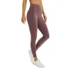 L-85 Naked Material Women yoga pants Solid Color Sports Gym Wear Leggings High Waist Elastic Fitness Lady Overall Tights Workout