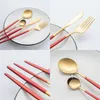 24Pcs Gold Dinnerware Sets Cutlery-Set Tableware-Set 410 Stainless Steel Flatware Western Silverware Kitchen Knife Spoon Fork Dinner Set seaway T9I001896