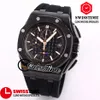 جديد 26405 Quartz Chronograph Mens Watch Black Texture Dial Forpwatch PVD Black Steel Case Rubber Sport Watches Swisstime A09223V