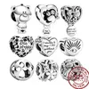 925 Sterling Silver Dangle Charm Love Pets Cat Panda Lion Animal Pingente Sie