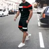 Abito da uomo estivo Pantaloncini da spiaggia casual Vista mare Stampa 3D Breve T-shirt ordinaria O collo Set da 2 pezzi Oversize 220719