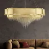 Ljuskronor Modern Gold Luster Kitchen Island Pendant Lamp Matsal Hemdekoration Luminaire Steel Crystal Light Fixture