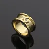 Diamantring Mode Guld Silverring för Mens Womens Designer Ringar Högkvalitativ Titanium Steel Smycken 1cm