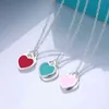 Double Heart Pendant Enamel Necklace S925 Sterling Silver Love Necklace Light Luxury Design Necklace Women Valentine's Day Birthday Gift G220725