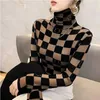 New women warm tops Turtleneck Sweater Pullover Print Luxury Shirt Female Clothing winter Undercoat Holiday Clothing red lady