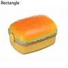 Dinnerware Sets Cute Hamburger Lunch Box Double Tier Burger Bento Lunchbox Portable Children School Container Tableware Set With ForkDinnerw