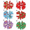 Baby Girls Cabelo Grampo Christmas Barrette Fita Bowknot Hairclip xadrez Elk Santa Imprimir Low Laço Hairpin Acessório de Cabelo Xmas