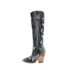 BOOTS2020 Design de marca Women Western Boots Wedge High Heel Women Knee Boots High Fashion Fashion Poete Ladies Zipper Boots Big Size 43 G220813