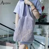 Borsa a tracolla da donna in maglia patchwork cava grande capacità moda femminile estate spiaggia shopping bag borse firmate tote G220531