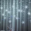 Stringhe Vacanze Natale All'aperto Grande fiocco di neve Onda Fata Luce LED Luci per corde per tende Lampeggiante Ice Bar Decorazioni per feste D30LED