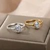 Klusterringar oval m￥nsten f￶r kvinnor f￤rg rostfritt st￥l rand minimalistisk engagemang finger ring br￶llop par smycken presentkluster