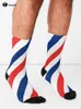 Barber Stripes Shop Shop Socks Women Soccer Socks Spersonalizowane niestandardowe unisex dla dorosłych nastolatków młodzieżowe skarpetki 360 ° Dift Dift 220706