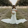 Pregnant Dress New Maternity Photography Props For Shooting Photo Pregnancy Clothes Cotton and Chiffon Off Shoulder Half Circle Gown