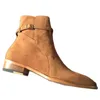 Brown Cow Suede Leather Boots Men High Top Winter Buckle Strap Harness Boot Big Size 38-46 Real Pics
