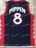 8 Scottie Pippen 1992 1996 팀 미국 게임 드림 팀 농구 유니폼 농구 저지 크기 S-XXL