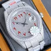 Montre mécanique automatique pour hommes, entièrement en diamant, 40mm, avec diamants, en acier, pour dames, mode, Bracelet, Montre d166K