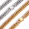 Chaînes 7-9mm Hip-Hop Golden Curb Cuban Link Chain Collier pour hommes Femmes Bracelet en acier inoxydable Mode Bijoux Accessoires CadeauxChains El
