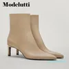 2022 new Boots Autumn Winter Fashion High Heel Pointed Stiletto Zipper Solid Color Simple Short Temperament Shoes Women