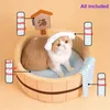 Letto per gatti in stile giapponese Comoda vasca da bagno Piscina per cani Cesto per cuccioli staccabile Bacino Sicuro Nido per gattino Peluche Shiba addormentato 220323