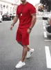 Tato Mens Tracksuit 2 Peça Conjunto de verão Esporte sólido Terno havaiano Camiseta de manga curta e shorts Casual Moda Man Roupas 220705