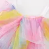 Mädchen Batik-Kleider, Kinder-Designer-Kleidung, Prinzessin, Regenbogen-Gaze-Kleid, Fliegenärmel, Baby-Kuchen, Sommer-Sling-Hosenträger-Kleid, Kinder-Boutique-Kleidung BC09