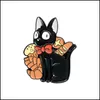 Pinsbrooches Jewelry Black Cat Jiji Enamel Pins Cartoon Movie Broothes Custom Animal Badge For Bag Hat Ubranie na klapę kołnierz żydowca dhtnm