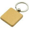 Keychains 100pcs Diy em branco Corrente de madeira quadrada anel esculpido cerca de 40 x mmkeychains forb22