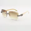 Fine dense Diamond Sunglasses Frame 3524028 with Natural Color Horns and 58mm Clear Cut Lenses Thickness 3.0mm Free express