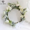 CC Garland Wreath Crown Hairbands 100% Handmade Wedding Hair Accessories For Women Bridal Bridesmaids Girls Seaside Rose mq046 0615