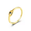 Blauer Saphir CZ Evil Eyes Ring 14K vergoldet aus massivem 925er Sterlingsilber Damen Verlobungs-/Hochzeitsschmuck als Geschenk3082