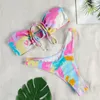 Sexy Driehoek Bikini Set String Bikini Patchwork Badmode Push Up Badpak Vrouwen Micro Thong Biquini Geplooide Badpakken 220504