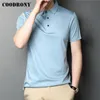 COODRONY Estate classica di alta qualità Colore puro Casual manica corta 100% cotone PoloShirt Uomo Soft Cool Abbigliamento C5203S D220615