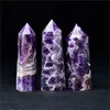 3 PCs Chevron Amethyst Crystal Points Natural Healing Reiki Towers Meditation Chakra Specimen Room Decor Collection Gemstone