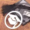 Gorra de graduación Marcador de metal con elegante borla negra Recuerdos de fiesta Regalos de recuerdo de fiesta de graduación para invitados SN4527
