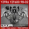 ヤマハのフェアリングキットYZF 600 CC YZF-600 YZF R6 R 6 98-02ボディ145NO.132 YZF600 600CCカウリングYZF-R6 1998 1999 2000 2001 2002 YZFR6 98 99 00 01 01 02 OEMボディワーク光沢