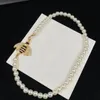 Women Fashion Necklace Pearl Necklaces Designer Jewelry Womens Bee Neck Chain Luxury Accessories Ladies Letters Gold For Gifts D225313F