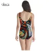 Colorful Vintage Flowers 3D Print Onepiece Swimsuit Women Swimming Bathing Suit Sleeveless Slim Sexy Girl 220617