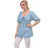 T-shirt taglie forti da donna Abiti vintage in denim Autunno Donna Abito grande con lacci Tinta unita Abiti eleganti Para Mujer