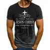 Hommes Jésus Christ Croix Imprimer Manches Courtes Casual All Match Mode T-shirt Surdimensionné Col Rond XXS 4XL 220623