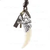 Animal Wolf Letter ID Cross charm dente Collana pendente Collane a catena in pelle regolabili per donna uomo Gioielli di moda volontà e sabbia