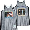 Фильм по баскетболу музыкальный телевидение MTV 81 Rock Roll Jersey University Team Color White Blue All Shitked Hiphop College for Sport Fans High School Hip Hop High/Top