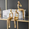 Figurines for Indoor Decoration Home Accessories Nordic Living Room Decor Resin Embellishments Humanoid Gold Abstract Statue 220510