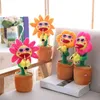 Saxophone Dancing and Singing Flower Enchanting Sunflower Soft Stuffed Plush Toys Funny Electric for Kids Party Kawai 220715