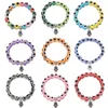 Multicolor Rosa Azul Evil Eyes Beads Hamsa Hand Charm Pulseras Deseando Cuerda Elástica Cadena Resina Bead Bracelet Para Mujer Joyería Regalo