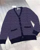 Swetry damskie i dzianinowy swetra kołnierzyka V ciężki rzemieślniczy Tide Fashion Fashion Fash Famen-Sweater Kurtka na jesienne granatowy niebieski