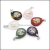Charms Jewelry Findings Components Natural Stone Tree Of Life Pendant Purple Pink Crystal Tigers Eye Water Drop Shap Dhjzh
