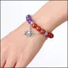 Charm Bracelets Jewelry Yoga 7 Chakkra Natural Stone Beads Bracelet Tree Of Life Lotu Women Mens Fashion Will And Sandy Drop Delivery 2021 8